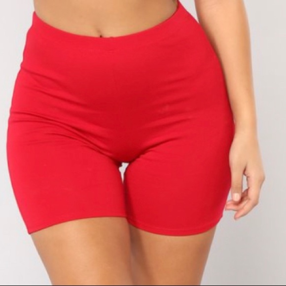 Red biker shorts
